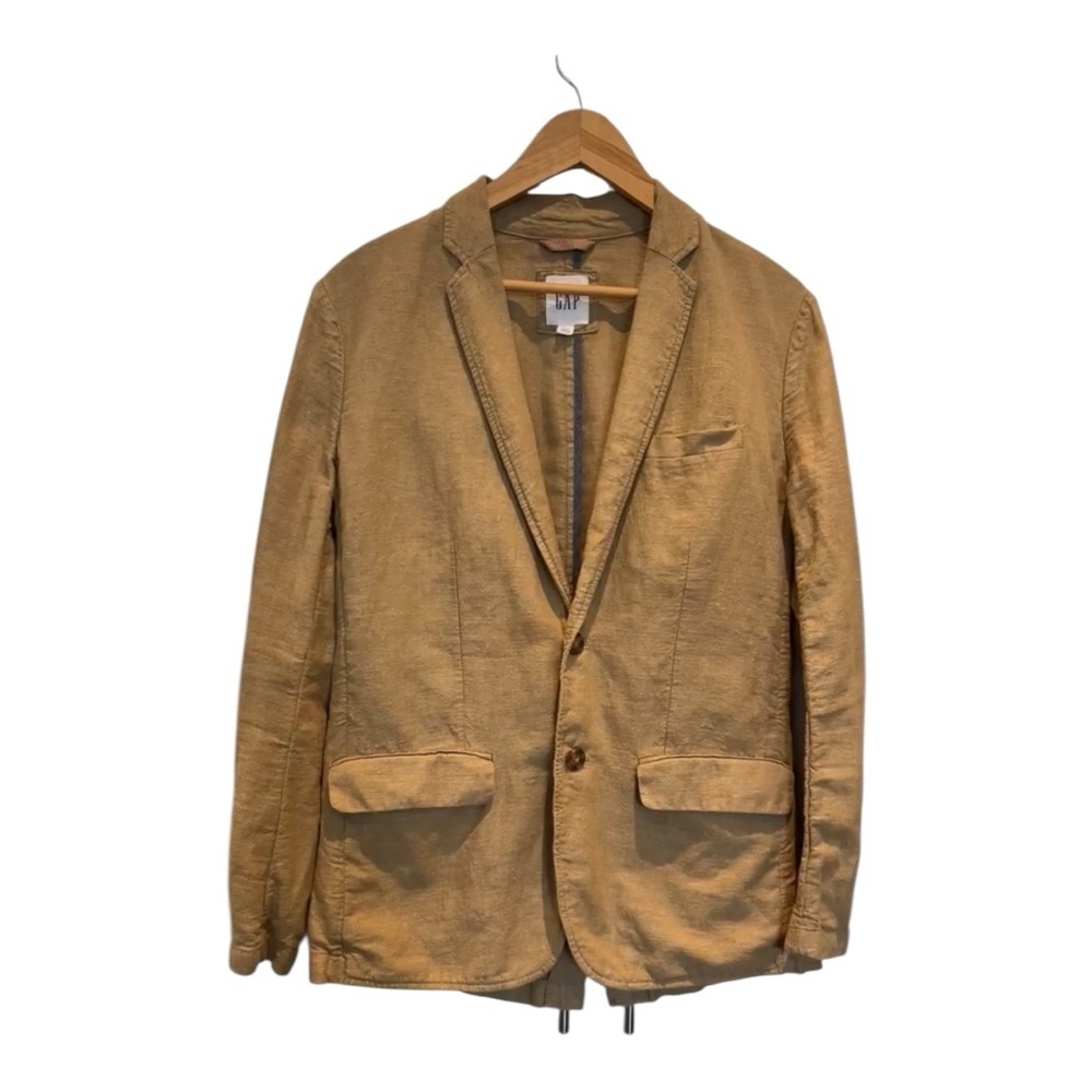 GAP Linen Cotton Tan Oversized Blazer 2 Button Lightweight Women XS Fits S